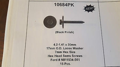 15 pack  4.2 - 1.41 X 30mm 17mm OD loose Washer 7mm Hex head Black Finish