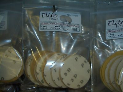 Elite Finish Disc 3'' Gripon  320 Grit Sandpaper 50 pack