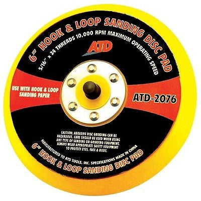 ATD Tools 2076 6" DA Pad Hook and Loop Sanding Disc Pad