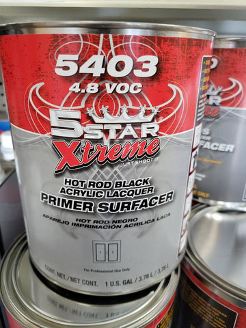 5 Star Xtreme 5403 Hot Rod black Lacquer Primer 4.8 VOC 1Gal Primer Only