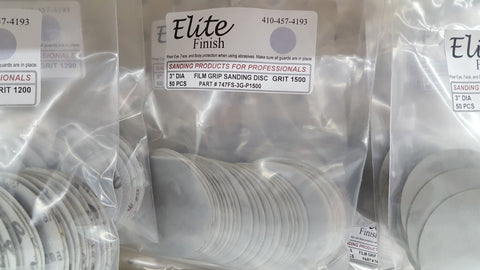 Elite Finish Disc 3'' Gripon 1500 Grit Sandpaper  50 pack Wet or Dry