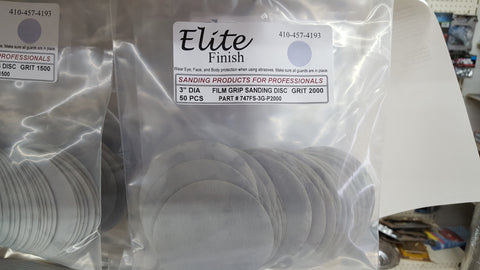 Elite Finish Disc 3'' Gripon 2500 Grit Sandpaper  50 pack Wet or Dry