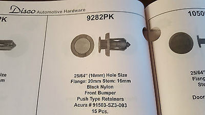 15 pack 25/64'' {10 MM } Hole Size Flange 20MM Stem 16MM  Black Nylon Push Type