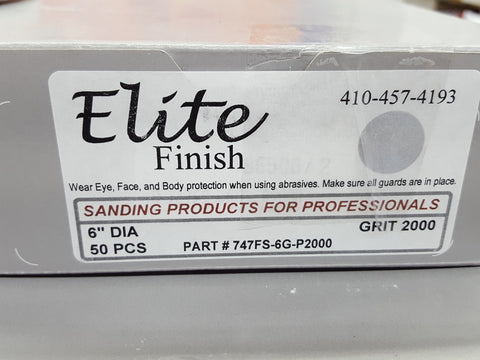 Elite Finish Hookit™ Clear Coat Sanding Disc 6 inch, p2000 grit, boxs of 50 Disc