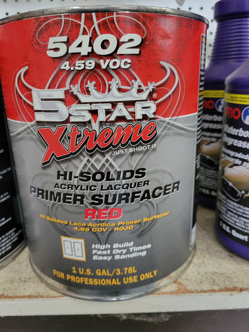 Copy of 5 Star Xtreme 5402 Lacquer Primer 4.58 VOC 1Gal Primer Only Red