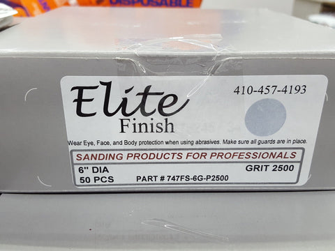 Elite Finish Hookit™ Clear Coat Sanding Disc 6 inch, 2500 grit, boxs of 50 Disc