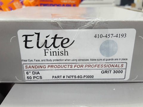 Elite Finish Hookit™ Clear Coat Sanding Disc 6 inch, p3000 grit, boxs of 50 Disc