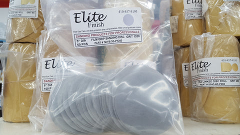 Elite Finish Disc 3'' Gripon 1200 Grit Sandpaper  50 pack Wet or Dry