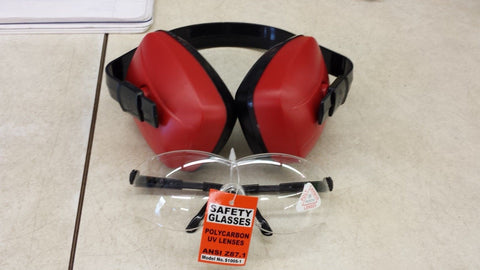 SAS 6105 Lightweight Banded Adjustable Ear Muff And Clear Polycarbon Eye Protection Glasses